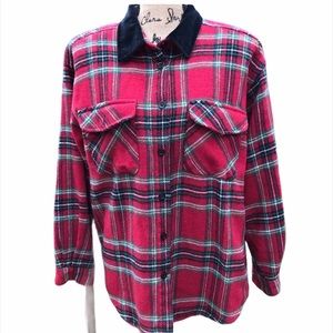 Vintage Women's Wool shacket plaid jacket w/black collar jacket small